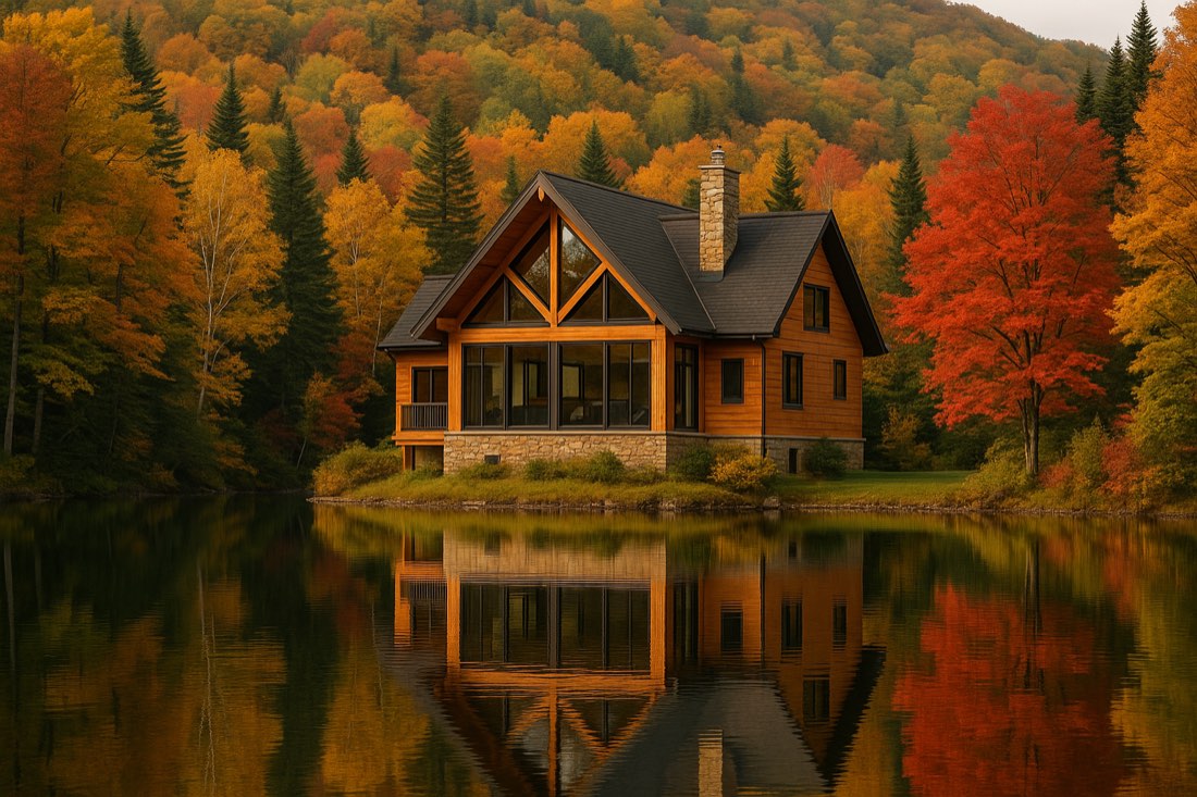 Chalet au bord d'un lac dans les Laurentides